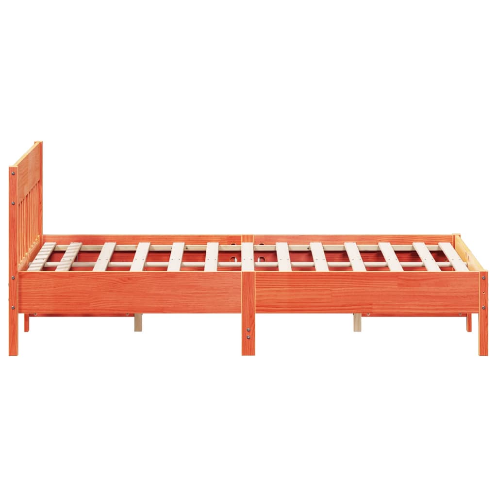 vidaXL Cama sin colchón madera maciza de pino marrón cera 140x200 cm