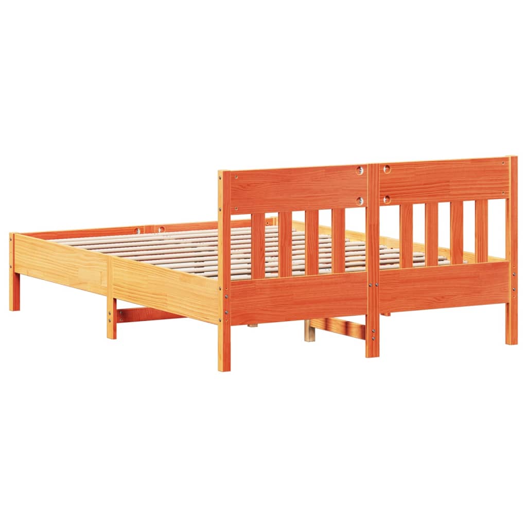 vidaXL Cama sin colchón madera maciza de pino marrón cera 140x200 cm