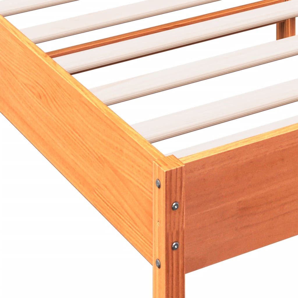 vidaXL Cama sin colchón madera maciza de pino marrón cera 120x200 cm