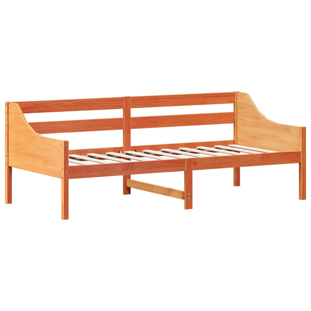 vidaXL Sofá cama sin colchón madera maciza pino marrón cera 80x200 cm