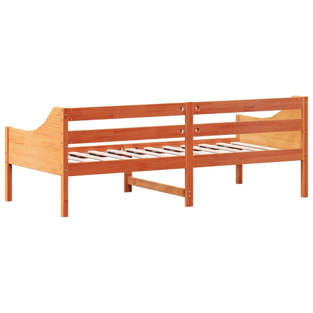 vidaXL Sofá cama sin colchón madera maciza pino marrón cera 80x200 cm