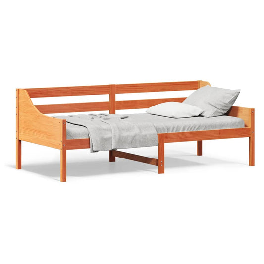 vidaXL Sofá cama sin colchón madera maciza pino marrón cera 80x200 cm