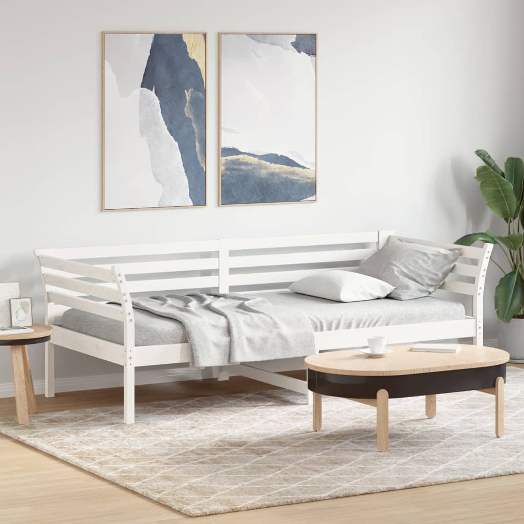 vidaXL Sofá cama sin colchón madera maciza de pino blanco 90x200 cm