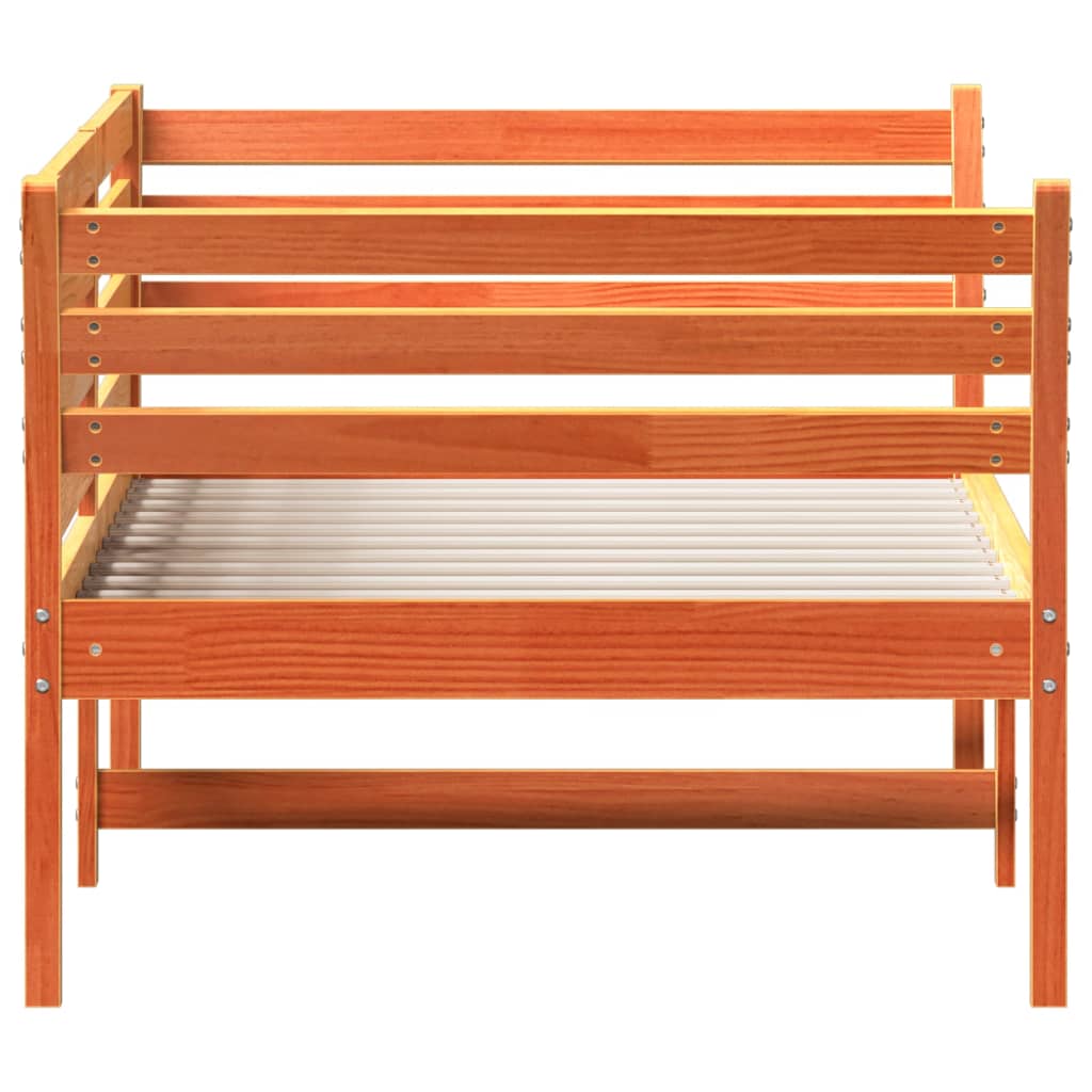 vidaXL Sofá cama sin colchón madera maciza pino marrón cera 90x200 cm