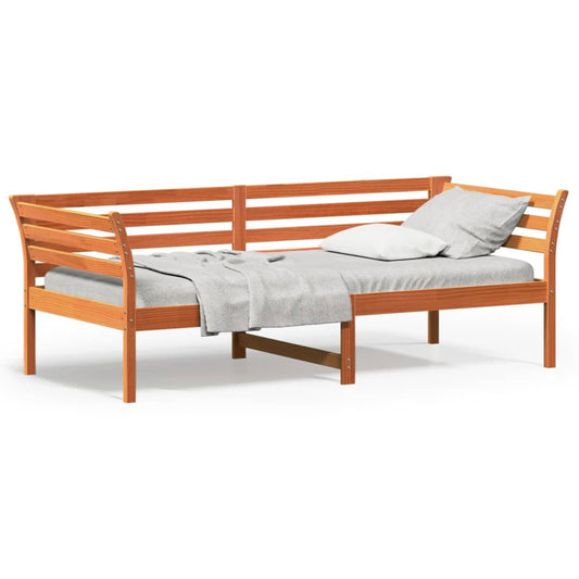 vidaXL Sofá cama sin colchón madera maciza pino marrón cera 90x200 cm