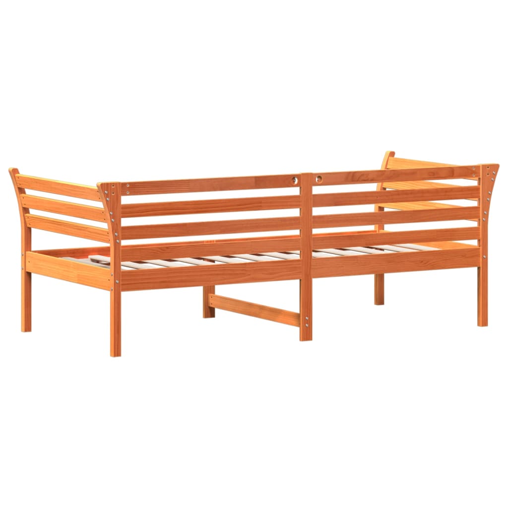 vidaXL Sofá cama sin colchón madera maciza pino marrón cera 90x190 cm