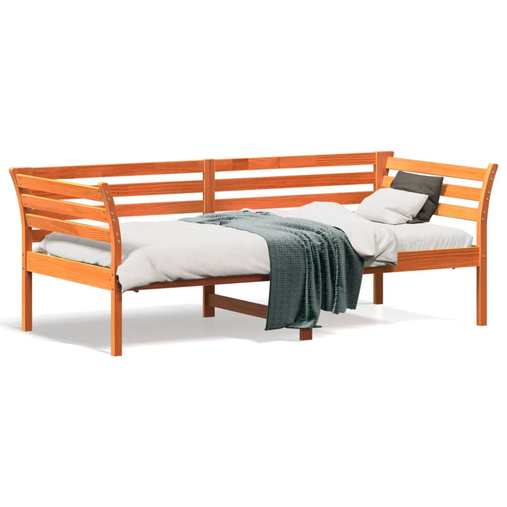 vidaXL Sofá cama sin colchón madera maciza pino marrón cera 90x190 cm