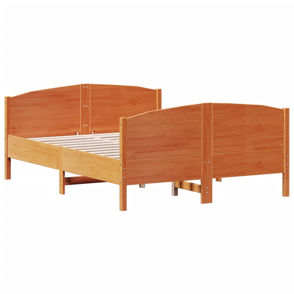 vidaXL Cama sin colchón madera maciza de pino marrón cera 120x200 cm