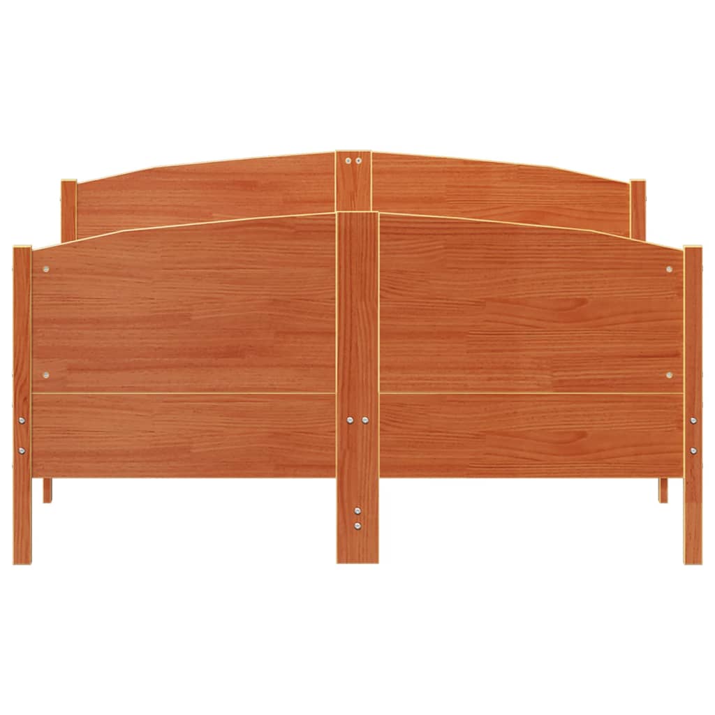 vidaXL Cama sin colchón madera maciza de pino marrón cera 120x200 cm