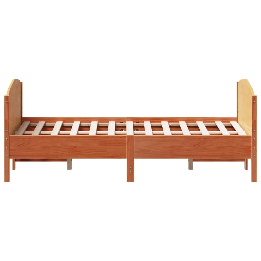 vidaXL Cama sin colchón madera maciza de pino marrón cera 120x200 cm