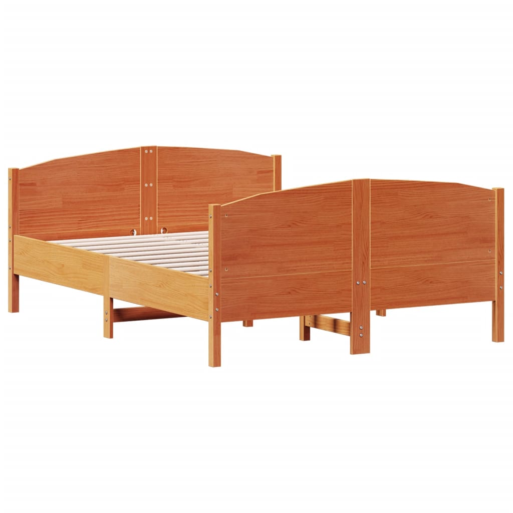 vidaXL Cama sin colchón madera maciza de pino marrón cera 120x200 cm