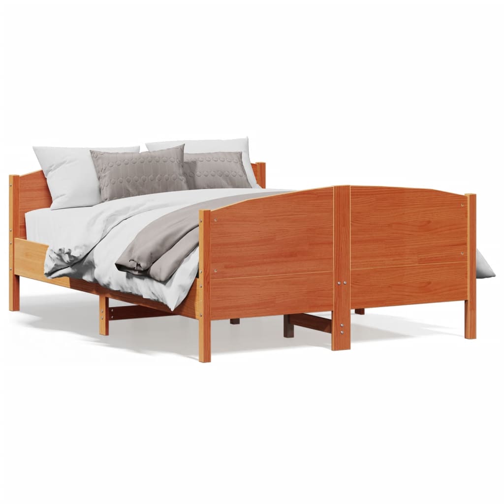 vidaXL Cama sin colchón madera maciza de pino marrón cera 120x200 cm