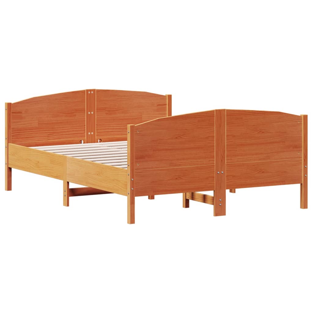 vidaXL Cama sin colchón madera maciza de pino marrón cera 140x190 cm