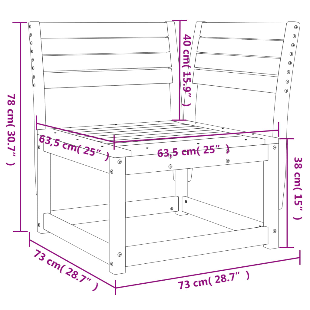 vidaXL Sofá esquinero de jardín madera de pino impregnada 73x73x78 cm