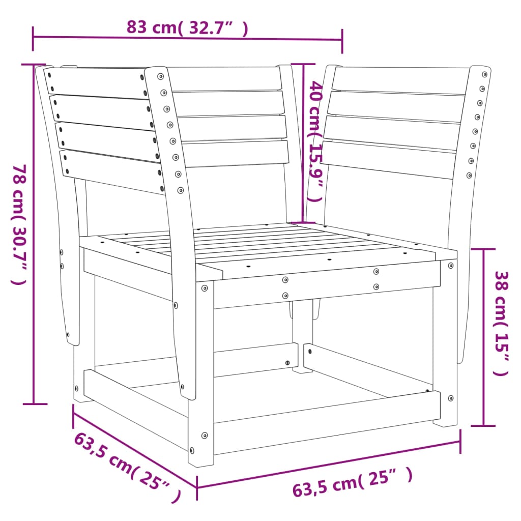 vidaXL Silla de jardín madera madera maciza de pino blanco