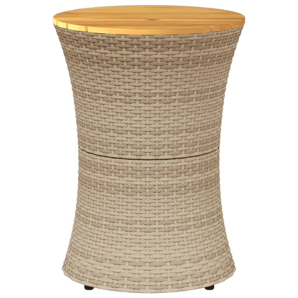 vidaXL Mesa de jardín forma de tambor ratán sintético y madera beige