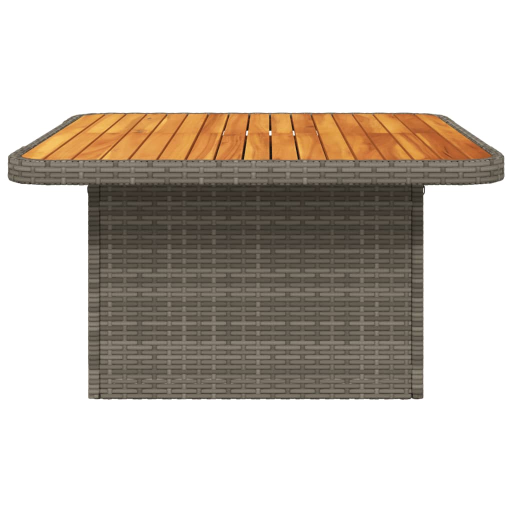 vidaXL Mesa de jardín ratán sintético y madera acacia gris 80x80x71 cm