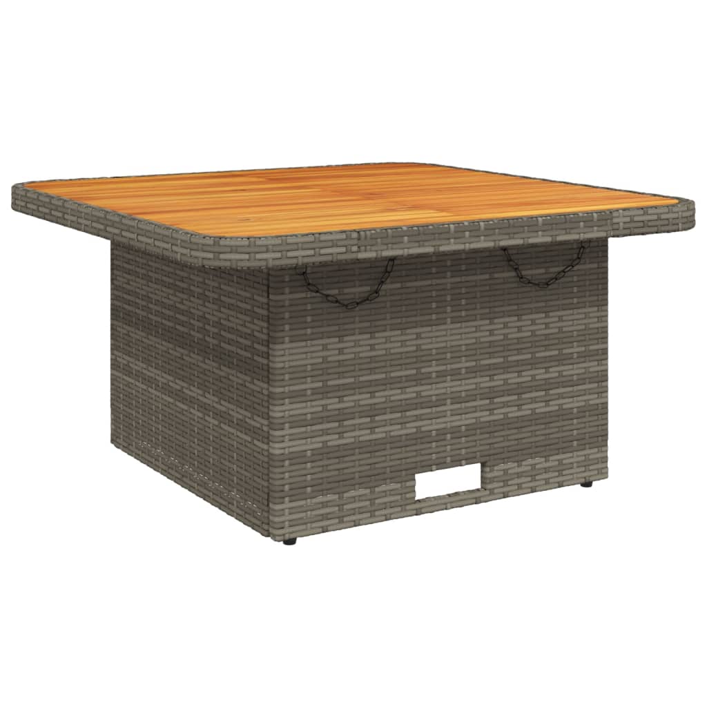 vidaXL Mesa de jardín ratán sintético y madera acacia gris 80x80x71 cm