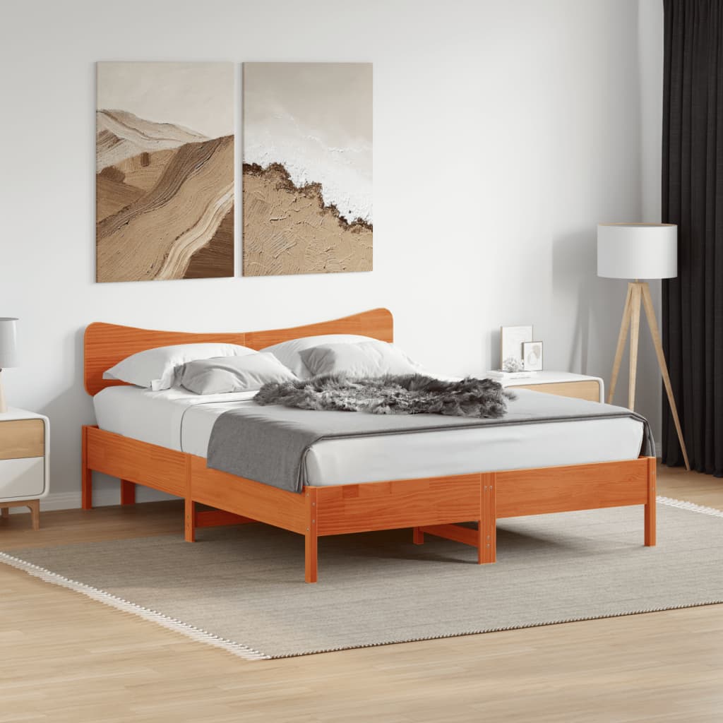 vidaXL Cabecero de cama madera maciza de pino marrón cera 160 cm