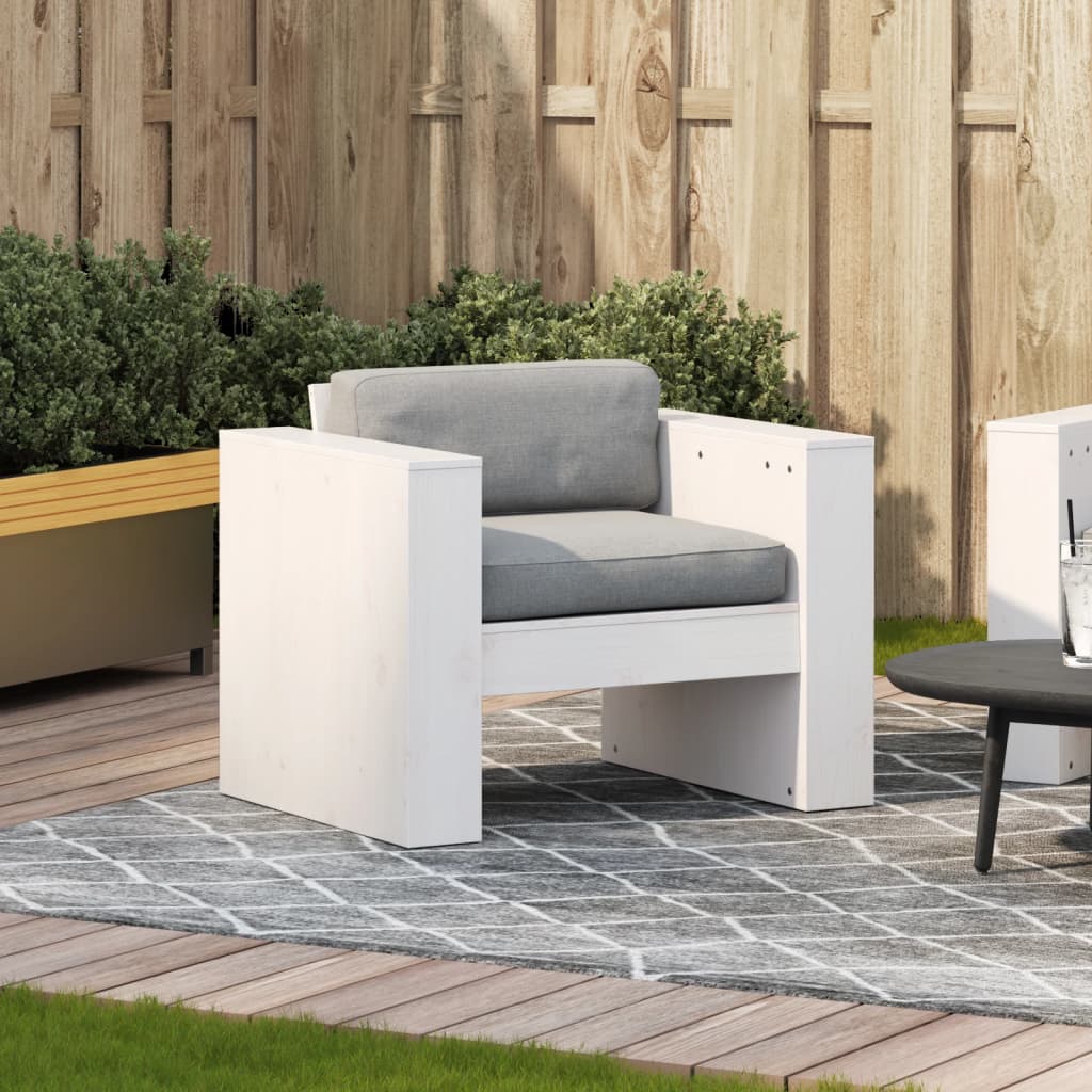 vidaXL Sofá de jardín madera maciza de pino blanco 79x60x62 cm