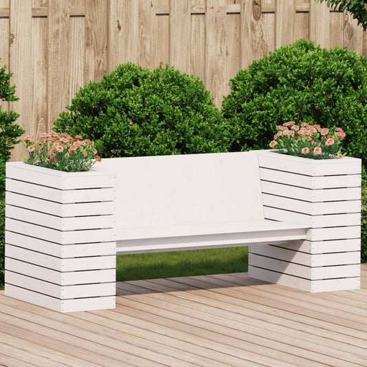 vidaXL Banco con jardineras madera maciza pino blanco 167,5x60x65 cm