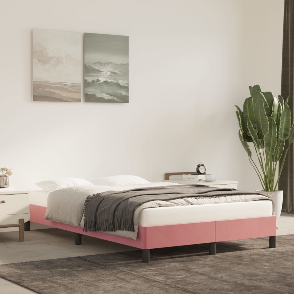 vidaXL Estructura de cama sin colchón terciopelo rosa 120x190 cm