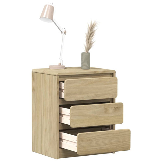 vidaXL Mesita de noche SAUDA madera de pino maciza roble 44x35x56 cm