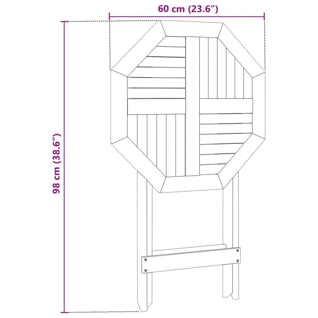 vidaXL Mesa de jardín plegable madera maciza de acacia Ø60x75 cm