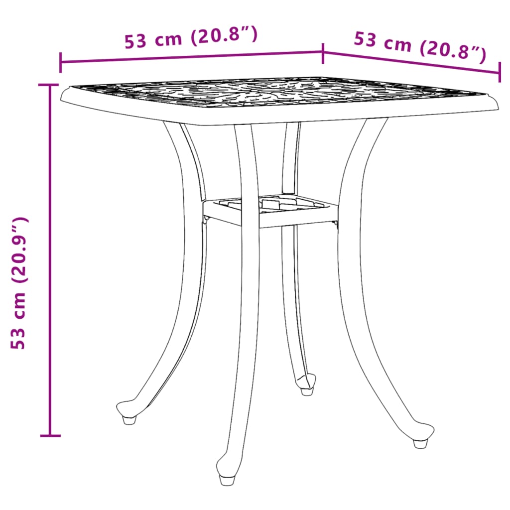 vidaXL Mesa de jardín aluminio fundido verde 53x53x53 cm