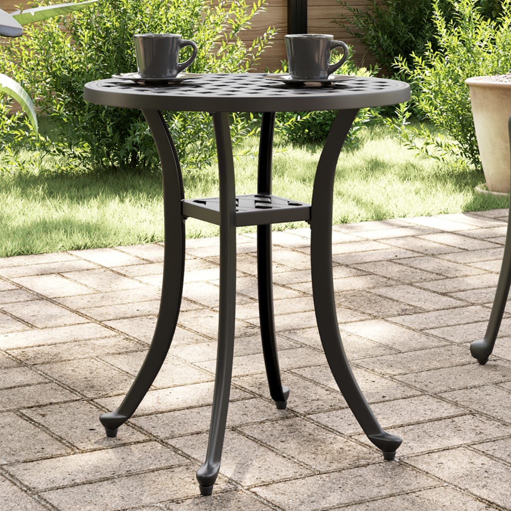 vidaXL Mesa de jardín aluminio fundido negro Ø48x53 cm