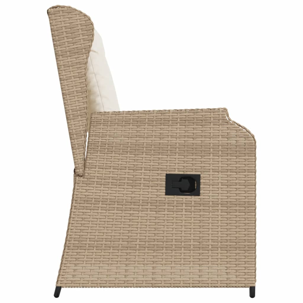 vidaXL Sillones reclinables de jardín con cojines beige 2 uds ratán PE