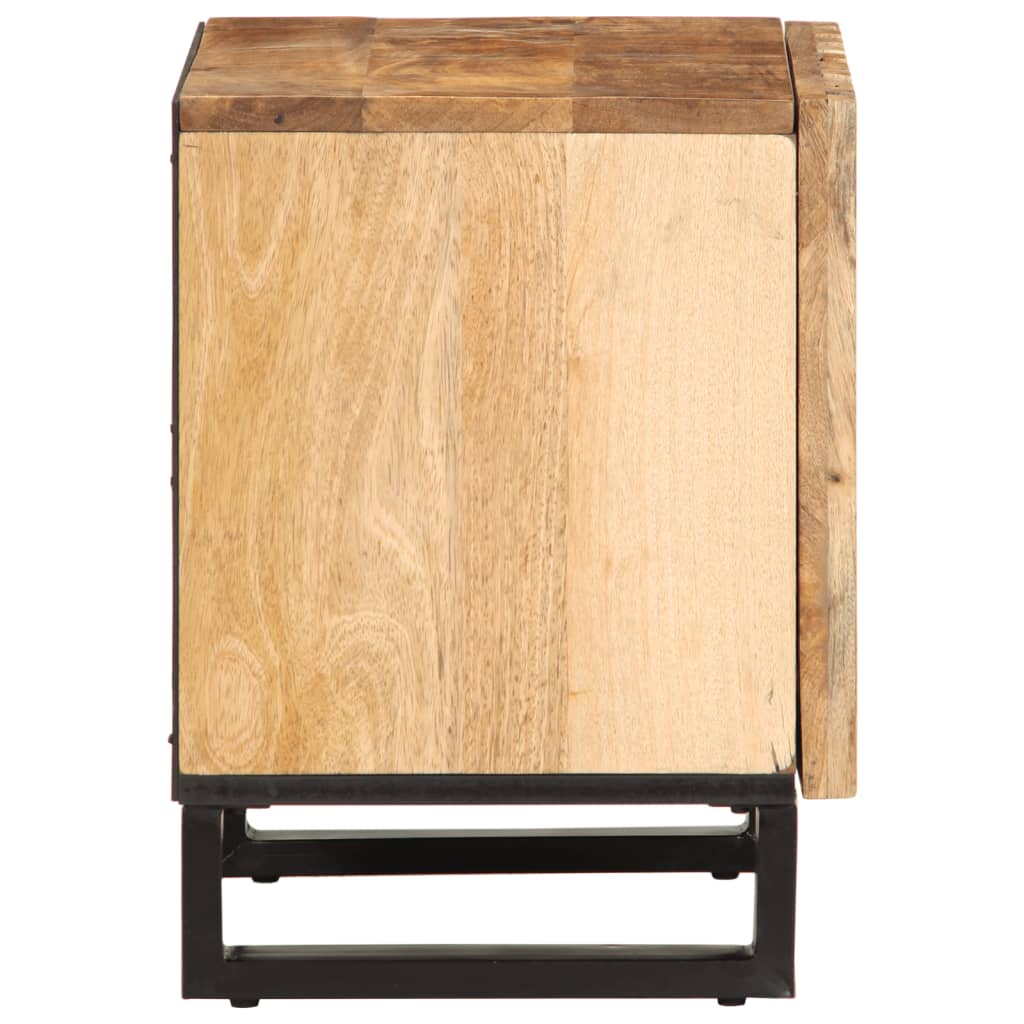 vidaXL Mesita de noche de madera maciza de mango rugosa 40x34x46 cm