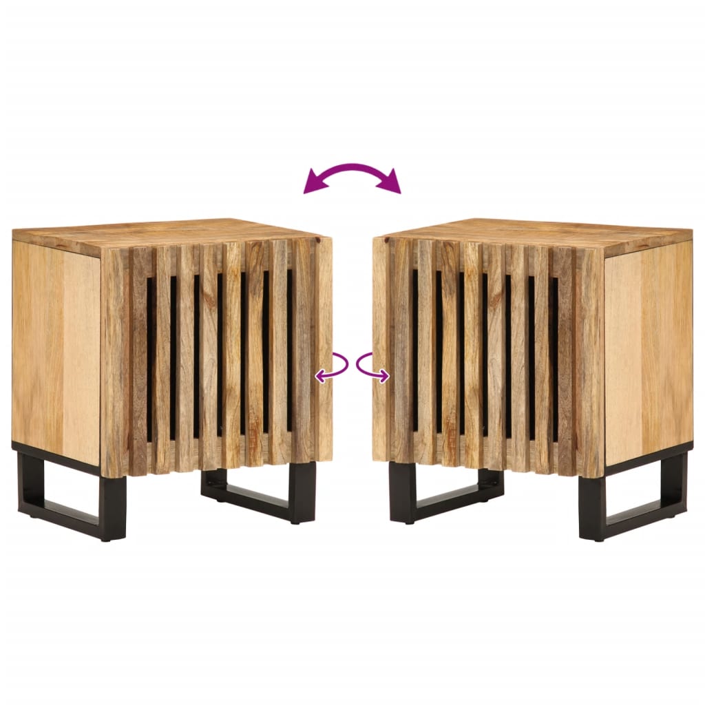 vidaXL Mesita de noche de madera maciza de mango rugosa 40x34x46 cm