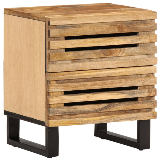 vidaXL Mesita de noche de madera maciza de mango rugosa 40x34x46 cm