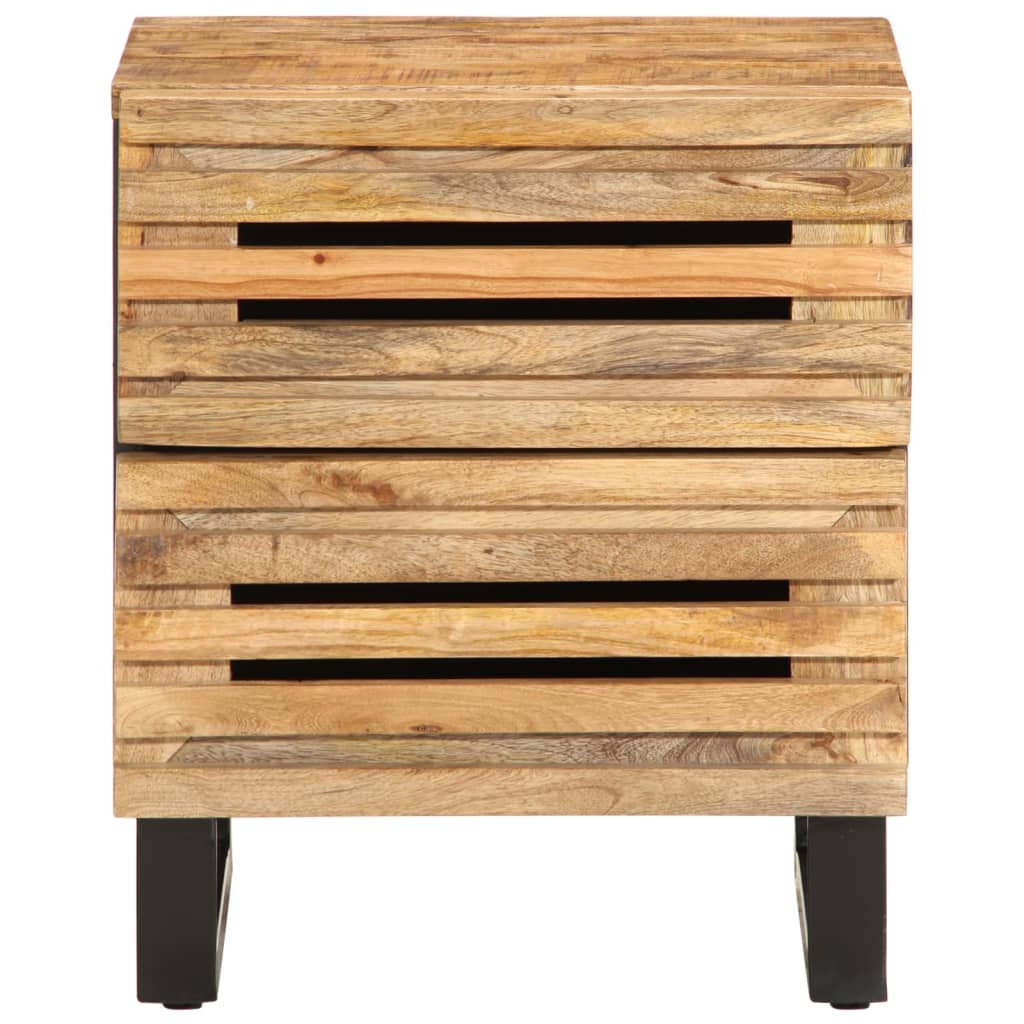 vidaXL Mesita de noche de madera maciza de mango rugosa 40x34x46 cm