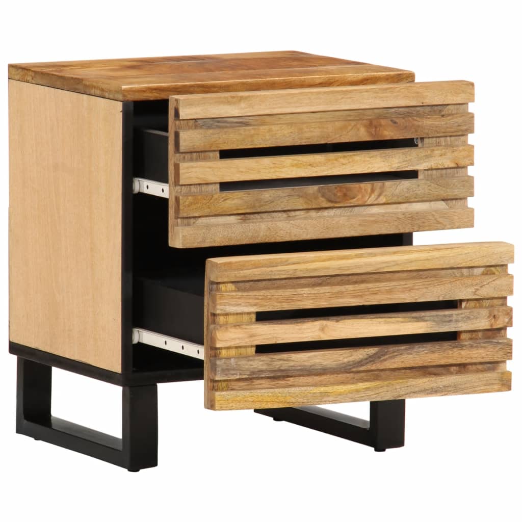 vidaXL Mesita de noche de madera maciza de mango rugosa 40x34x46 cm