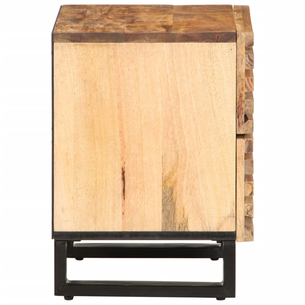 vidaXL Mesita de noche de madera maciza de mango rugosa 40x34x46 cm