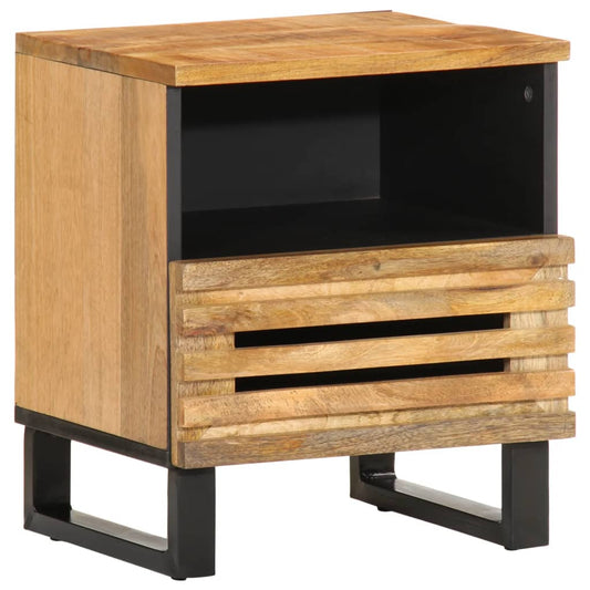 vidaXL Mesita de noche de madera maciza de mango rugosa 40x34x46 cm