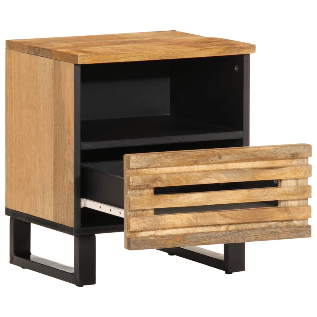 vidaXL Mesita de noche de madera maciza de mango rugosa 40x34x46 cm