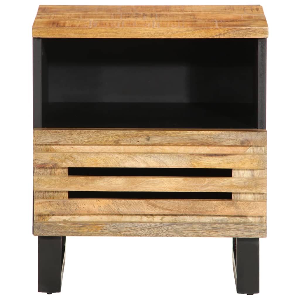 vidaXL Mesita de noche de madera maciza de mango rugosa 40x34x46 cm