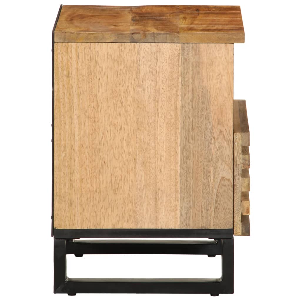 vidaXL Mesita de noche de madera maciza de mango rugosa 40x34x46 cm