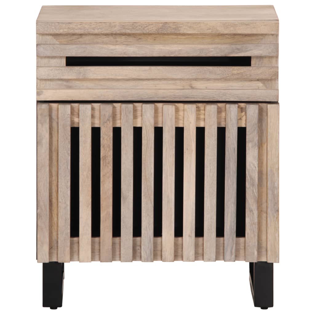 vidaXL Mesita de noche madera maciza de mango blanca 50x34x60 cm