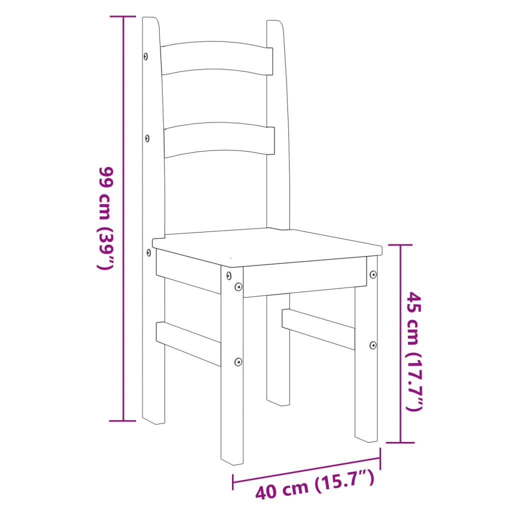 vidaXL Sillas de comedor 2 uds madera maciza de pino 40x46x99 cm