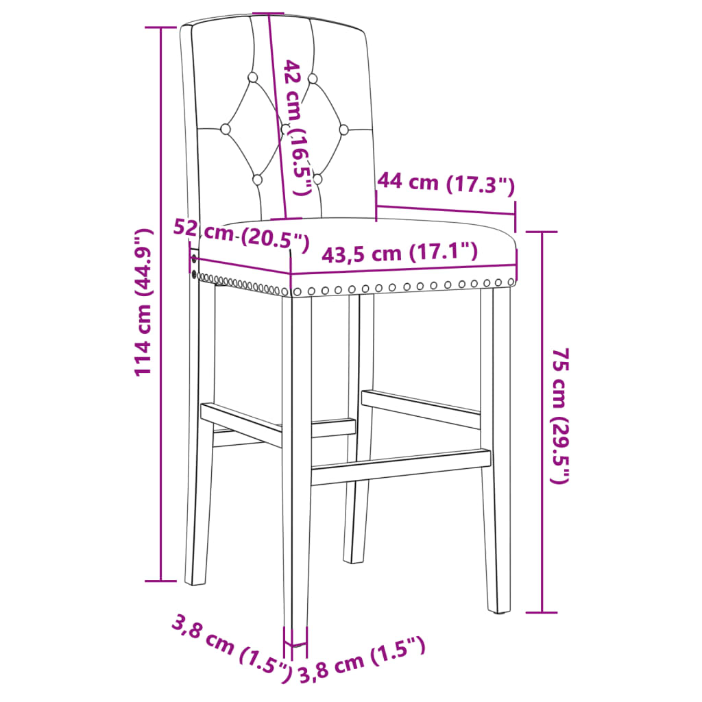 vidaXL Taburetes altos 2 uds madera maciza de caucho y tela