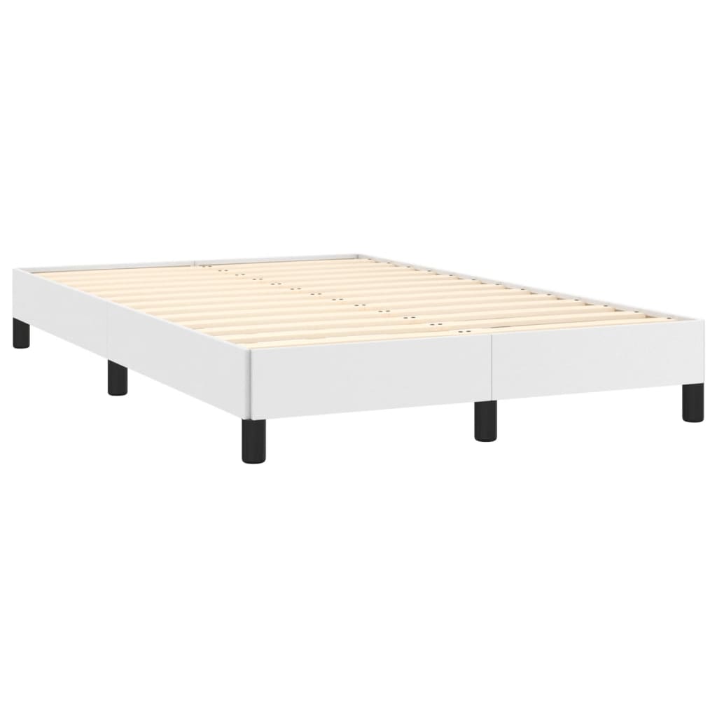 vidaXL Cama box spring colchón y LED cuero sintético blanco 120x190 cm