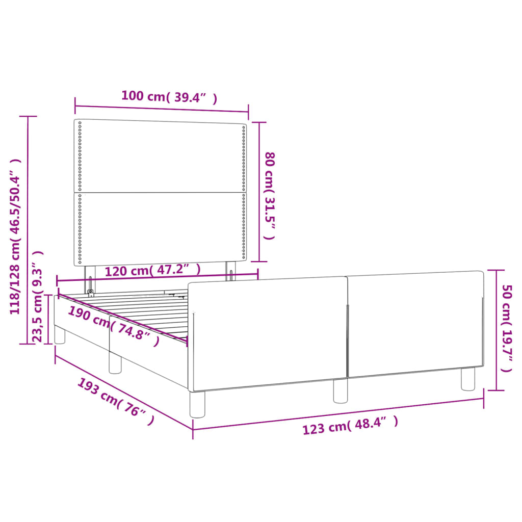 vidaXL Estructura de cama sin colchón terciopelo negro 120x190 cm