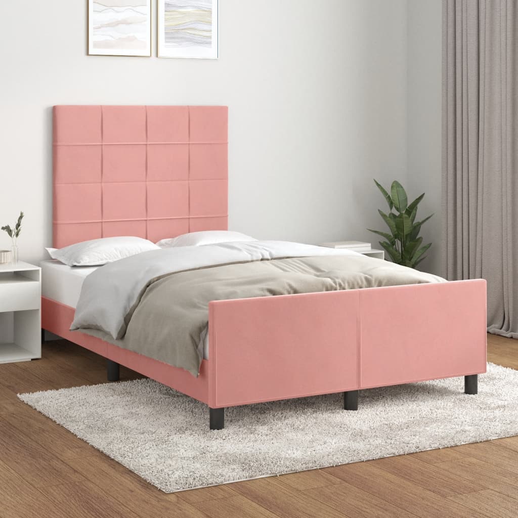 vidaXL Estructura de cama sin colchón terciopelo rosa 120x190 cm