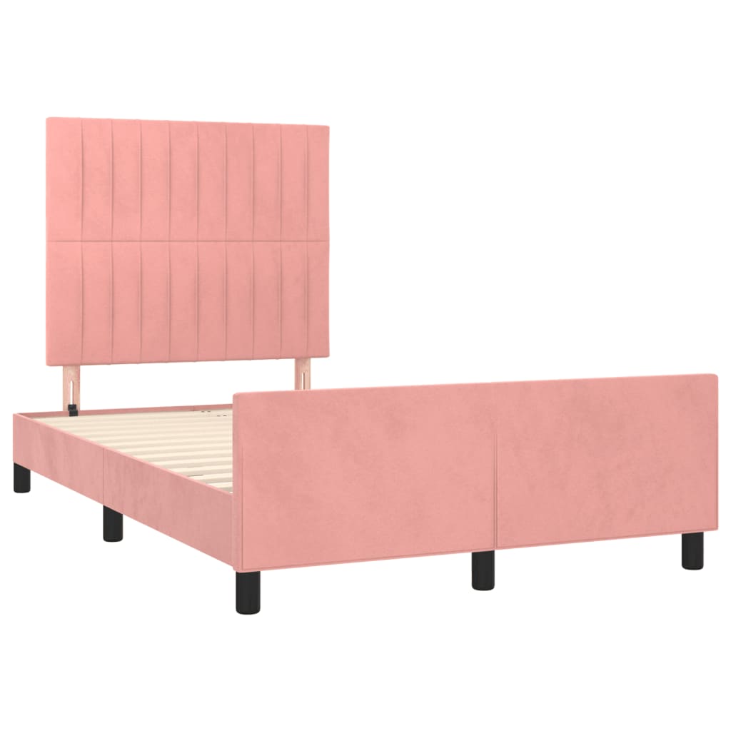 vidaXL Estructura de cama sin colchón terciopelo rosa 120x190 cm