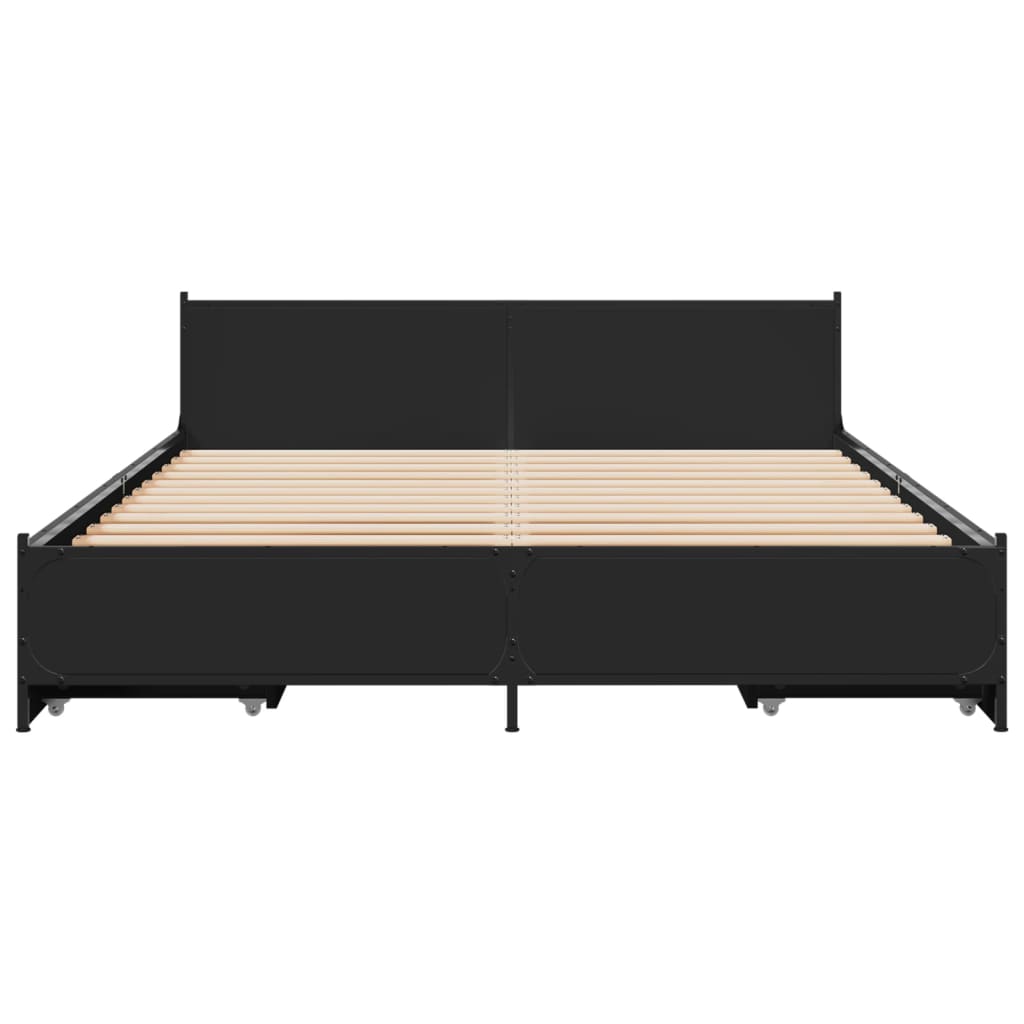 vidaXL Cama con cajones madera de ingeniería negro 120x200 cm