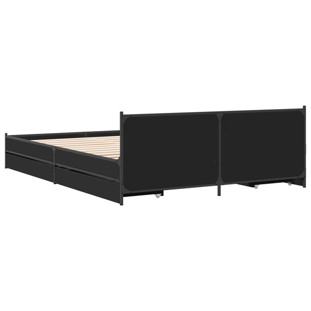 vidaXL Cama con cajones madera de ingeniería negro 120x200 cm